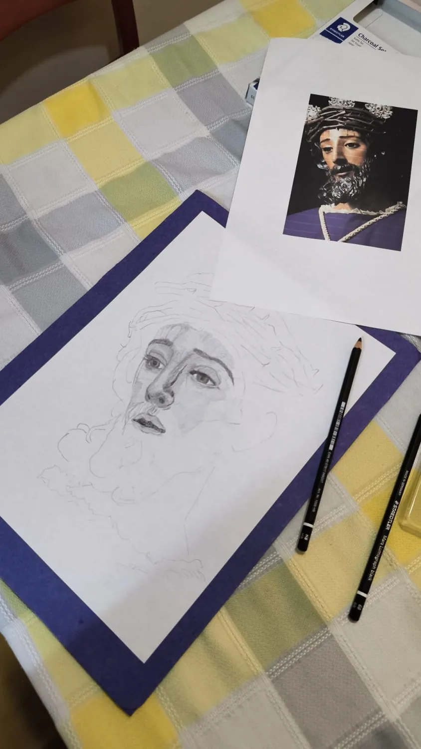 Proceso grafito Serie 14 · Construcción volumen grafito papel blanco · Sandra Arenas