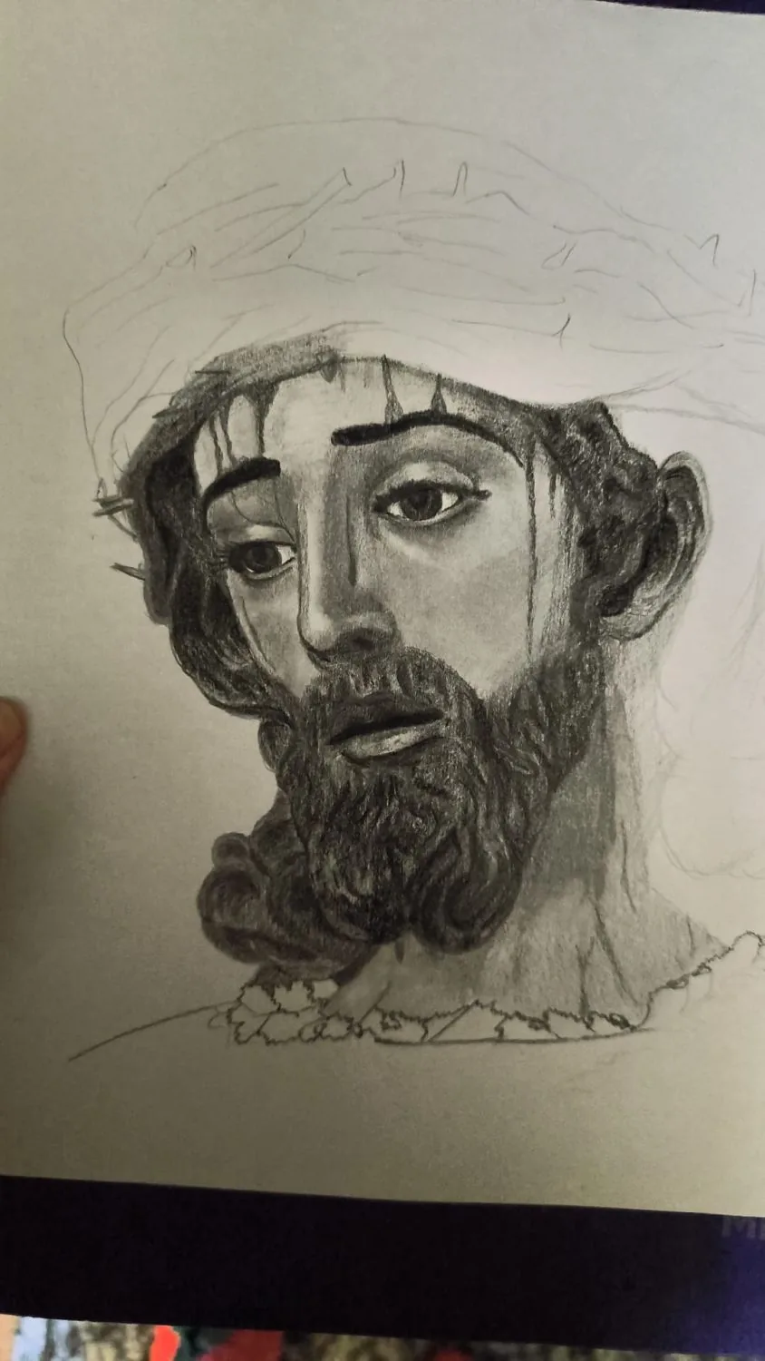 Proceso grafito Serie 8 bis · Dibujo cofrade papel Kraft técnica artística · Sandra Arenas
