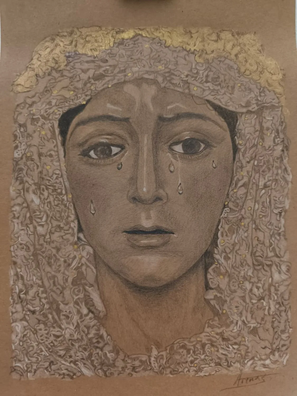 Virgen de la Esperanza Macarena VI · Retrato cofrade en grafito · Sandra Arenas · Sevilla