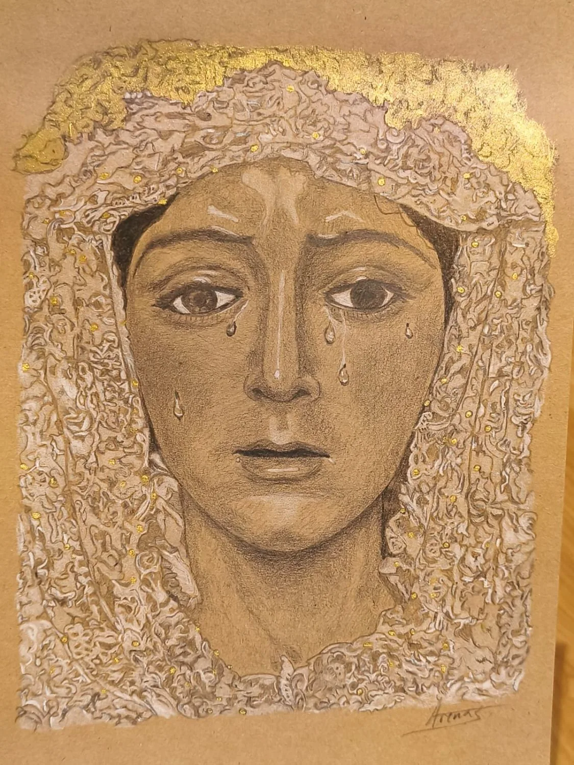 Virgen de la Esperanza Macarena VIII · Obra única grafito cofrade · Sandra Arenas · Sevilla