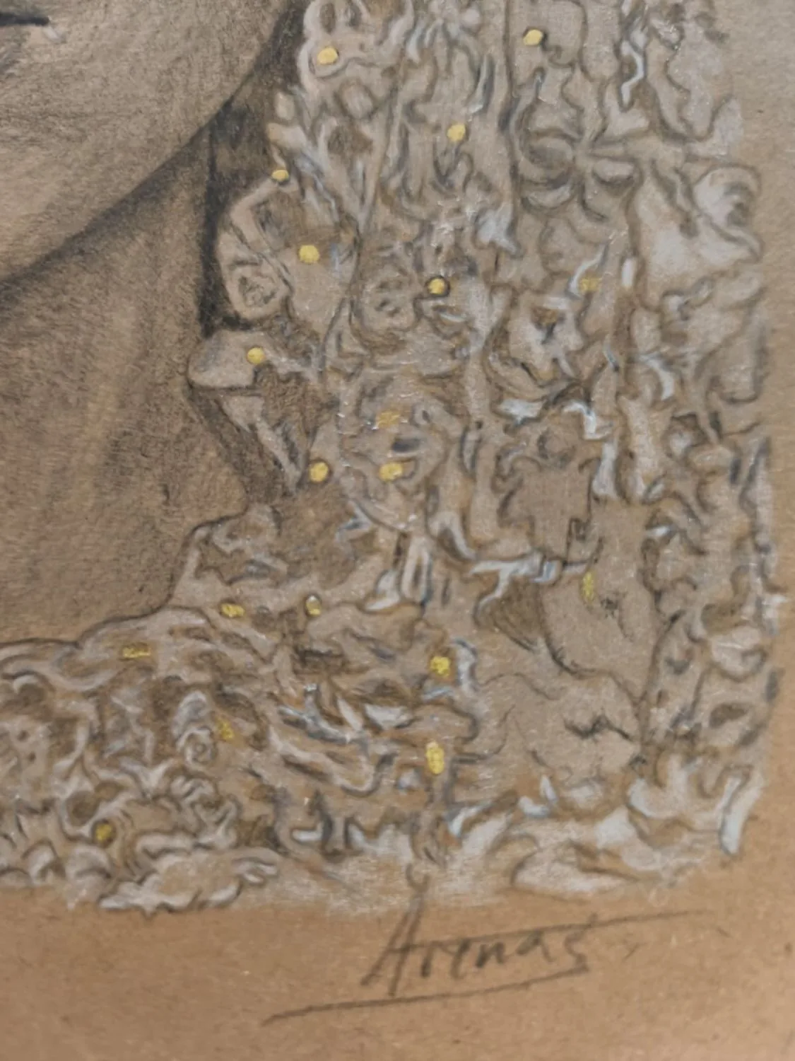 Detalle ojos Virgen de la Esperanza Macarena · Grafito papel Kraft · Sandra Arenas · Sevilla