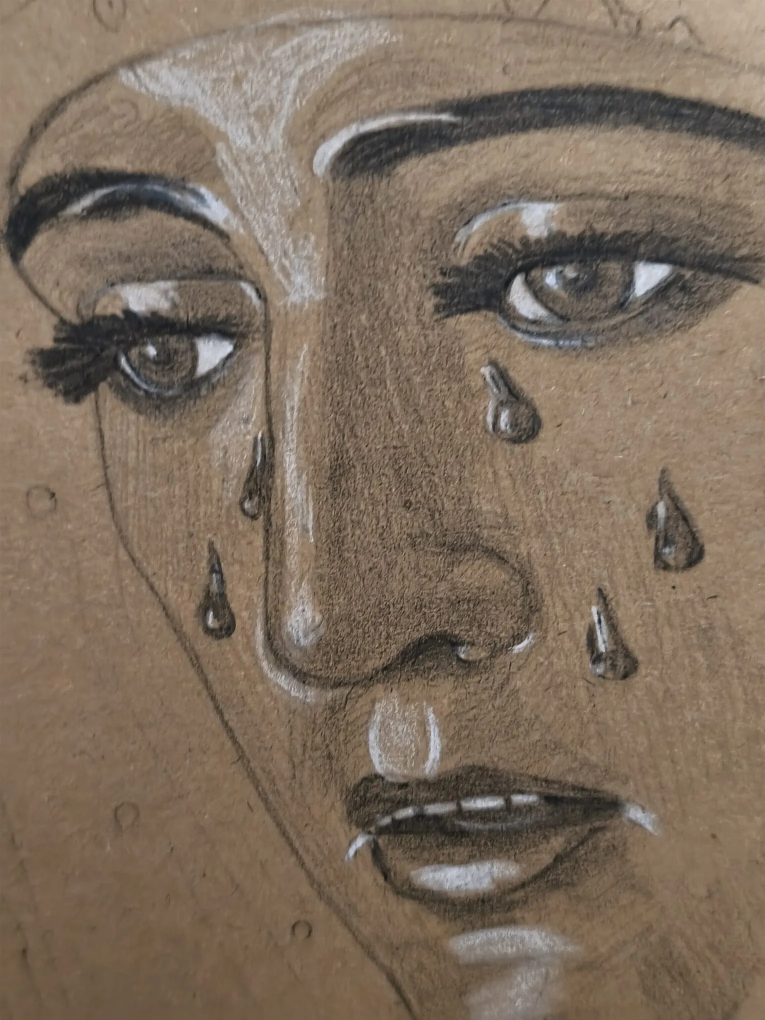 Virgen de la Esperanza de Triana · Grafito sobre papel Kraft · Arte cofrade sevillano · Sandra Arenas